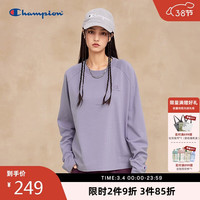 Champion 冠军长袖T恤女新款插肩袖纯色休闲打底衫基础款 薰衣草 M