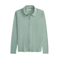 Abercrombie & Fitch 美式 纯色罗纹打底长袖T恤 139-5205 绿色