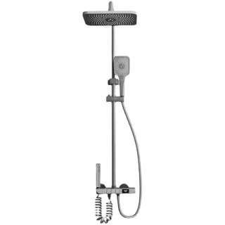 九牧王 淋浴花洒套装全铜冷热恒温花洒无显家用卫生间增压沐浴花洒钢琴键 钢琴冷热款-枪灰四档