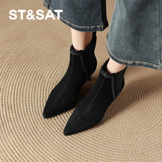  ST&SAT/星期六 细跟 女士短靴 黑色单里 35