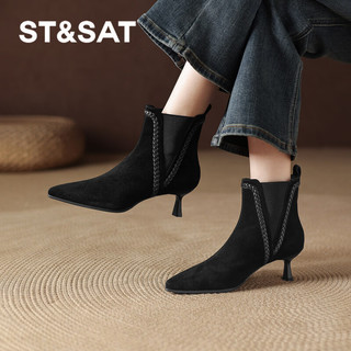  ST&SAT/星期六 细跟 女士短靴 黑色单里 35