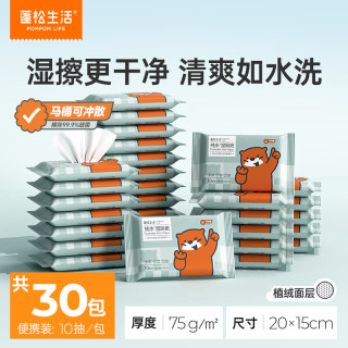 蓬松生活 可降解 湿厕纸巾  10抽*30包