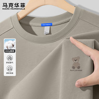  MARK FAIRWHALE/马克华菲 重磅 男士长袖T恤 3XL （180-200斤） m织熊K月雾灰【重磅长袖】