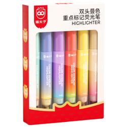 猫太子 可叠色 荧光笔 六支装12色