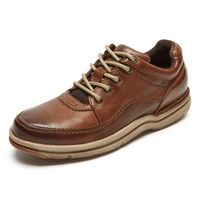 ROCKPORT 男士世界巡旅经典轻质舒适步行鞋 橡胶底 Brown Leather 9 Wide