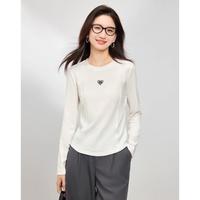 熙世界sllsky 熙世界 修身简约T恤春秋女立裁休闲长袖上衣 云氧爽肤棉