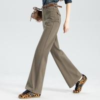 FOREVER 21 高腰微喇牛仔裤女小众英伦风垂感百搭显腿长休闲裤