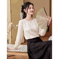 限尺码：似水年华 袖口刺绣可外穿内搭衬衫女26春新款高级感国风提花百搭气质上衣