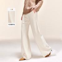 cocoon 100%绵羊毛春松紧腰微弹直筒舒适慵懒休闲裤