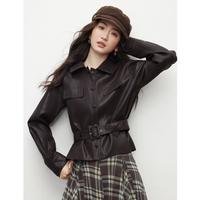 朗文斯汀 2025春季新款收腰显瘦高级感酷飒风皮夹克皮衣短外套