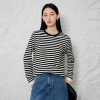 迪赛尼斯 秋通勤风百搭休闲长袖圆领条纹T恤女