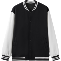 gxgjeans 【限时五折】 美式撞色拼接休闲宽松棒球服夹克 黑色