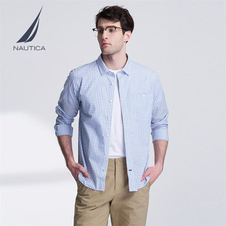 NAUTICA/诺帝卡 全棉休闲亲肤舒适 男士长袖衬衫 4MY浅蓝（WE3101） L