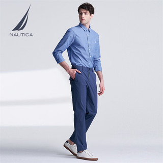  NAUTICA/诺帝卡 全棉休闲亲肤舒适 男士长袖衬衫 浅牛仔蓝94A（WE3102） XL