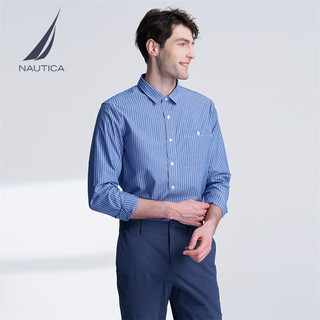  NAUTICA/诺帝卡 全棉休闲亲肤舒适 男士长袖衬衫 浅牛仔蓝94A（WE3102） XL