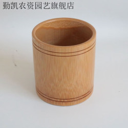 润华年 圆形竹笔筒励志创意时尚收纳文化用品中小学生毕业礼物办公室桌面 11高碳化笔筒( 光版)
