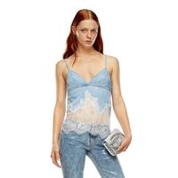 限尺码：DIESEL 春夏女士牛仔蕾丝拼接吊带背心