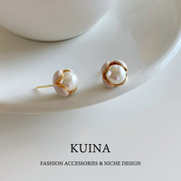 洛梵欣饰 法式花朵五彩珍珠 女士耳环