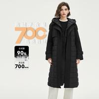 BADGLEY MISCHKA 女士长款羽绒服 高级感气质腰带连帽