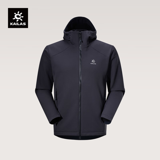 凯乐石 M8 IC保暖软壳外套透气弹力户外攀岩防风连帽登山服男款 玄青黑-男款