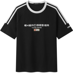 gxgjeans 【限时五折】 美式撞色拼接运动时尚潮流短袖T恤 黑色