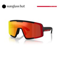 PRADA LINEA ROSSA 男款太阳镜 哑光黑镜框/深棕色镜面黄镜片