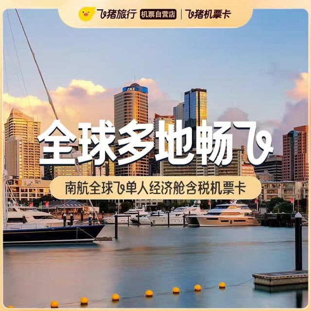 南航全球飞单人往返经济舱含税机票卡