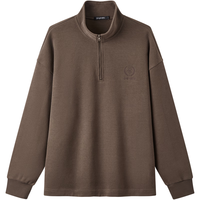 gxgjeans 【限时五折】 美式小标刺绣简约休闲宽松立领半开襟卫衣 棕色