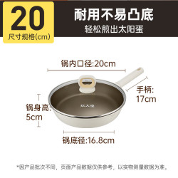 炊大皇 平底锅聚油煎锅健康含钛不凸底  钛白聚油煎锅 20cm