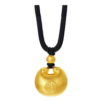周六福 古法工艺 黄金吊坠 黑绳