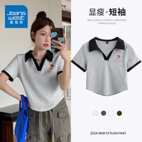  JEANSWEST/真维斯 纯棉 女士T恤 麻灰 草莓图章_K