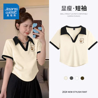  JEANSWEST/真维斯 纯棉 女士T恤 米色  小熊蛋糕_K