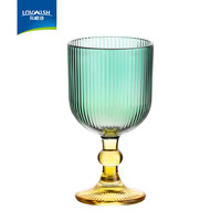  LOVWISH/乐唯诗 复古ins风浮雕玻璃 高脚葡萄酒杯 圆融高脚杯【渐变绿】 360ml 1个