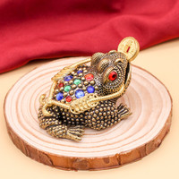 米良品 黄铜镂空镶钻三足金蟾摆件 2只装