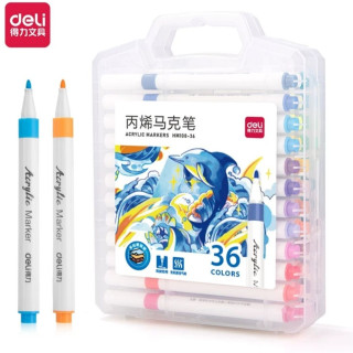 得力 丙烯马克笔不透色儿童水性画笔36色手绘涂鸦防水DIY水彩笔