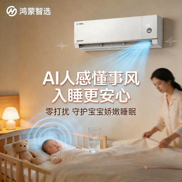 鸿蒙智选 MEIPONT智能空调 风神之眼S款 母婴级无风感舒适风1.5匹儿童卧室超静音一级能效健康防直吹 新品