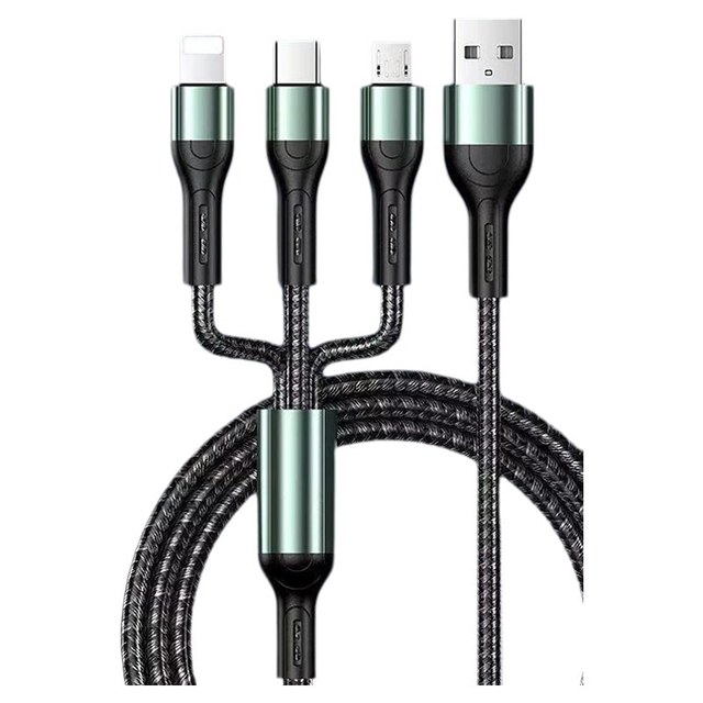 击音 三合一 加粗编制 快充数据线 1.2米