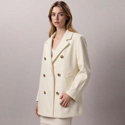 Max Mara MAXMARA Maxmara 纯色双排扣西装领长袖西装 女式外套