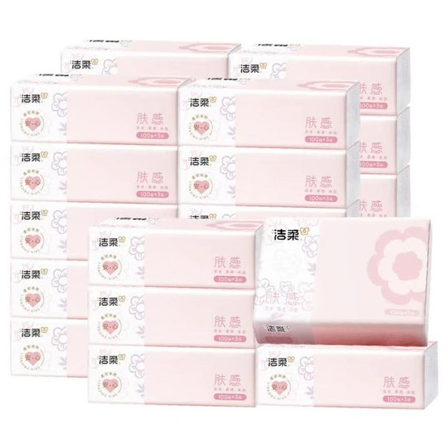 洁柔 肤感亲柔系列抽纸 3层100抽*24包/箱