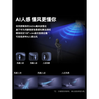 美邦 风神之眼 AI人感 1.5匹 变频冷暖 壁挂式空调