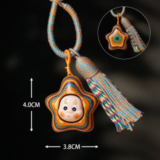 木易 彩虹木黄金檀星星人挂件文玩挂饰雕刻汽车钥匙扣包包手机挂饰礼物 星型星星人-黄脸[彩虹木]