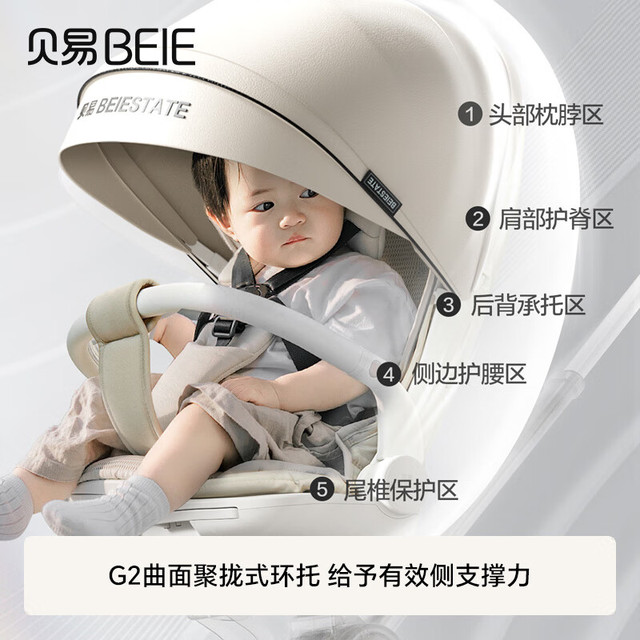贝易 BEIE）婴儿推车  遛娃神器高景观可坐可躺
