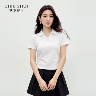 CHIU·SHUI/秋水伊人 假两件 女士T恤 光学白