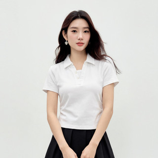  CHIU·SHUI/秋水伊人 假两件 女士T恤 光学白