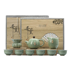 灵沐 茶具套装家用轻奢哥窑10头