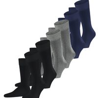 Falke 男式快乐袜子透气棉质加固耐用男式袜子适合商务和日常棉质长筒袜纯色多件装 6 双装, 多色(分类 0020)