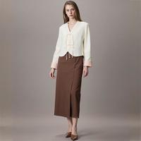 ZARA 女式都市极简A摆侧拉链显瘦中长半身裙