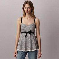  ZARA 撞色设计 女士吊带背心 蝴蝶结装饰