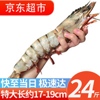 移动端、京东百亿补贴：往牧 VOMU 往牧 越南进口超大黑虎虾 17-19cm 2.4斤 活冻