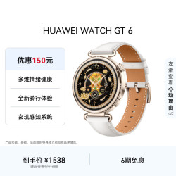 华为 WATCH GT 6 智能手表 41mm 浮光白 复合素皮表带（北斗、GPS、血氧）